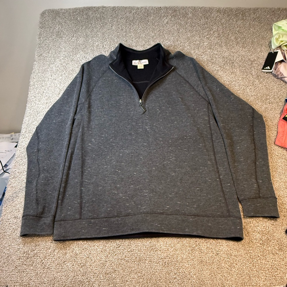 Tommy Bahama Men's Charcoal Zip-Up Sweater